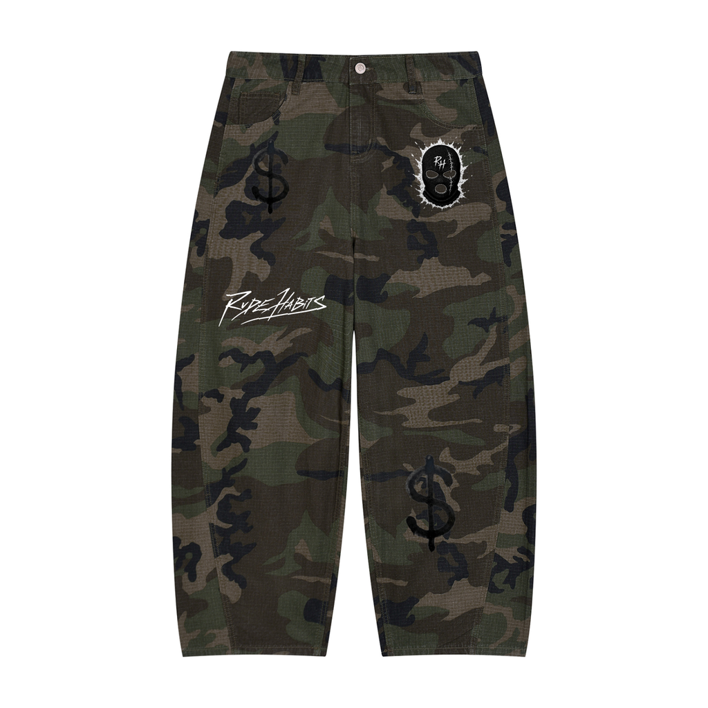 Men’s Camo Barrel Leg Cargo Pants