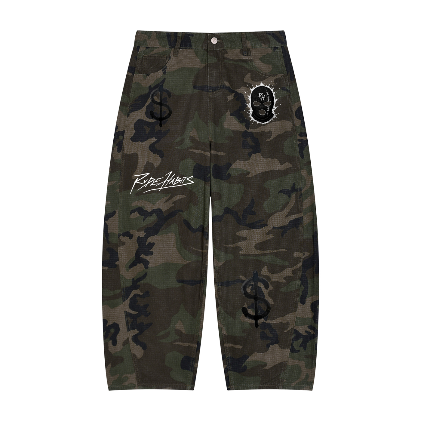 Men’s Camo Barrel Leg Cargo Pants