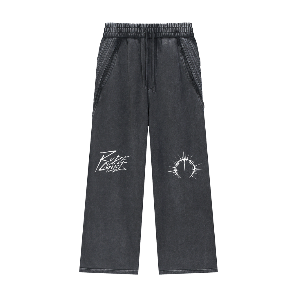 Snow Washed Tape Raw Edge Sweatpants