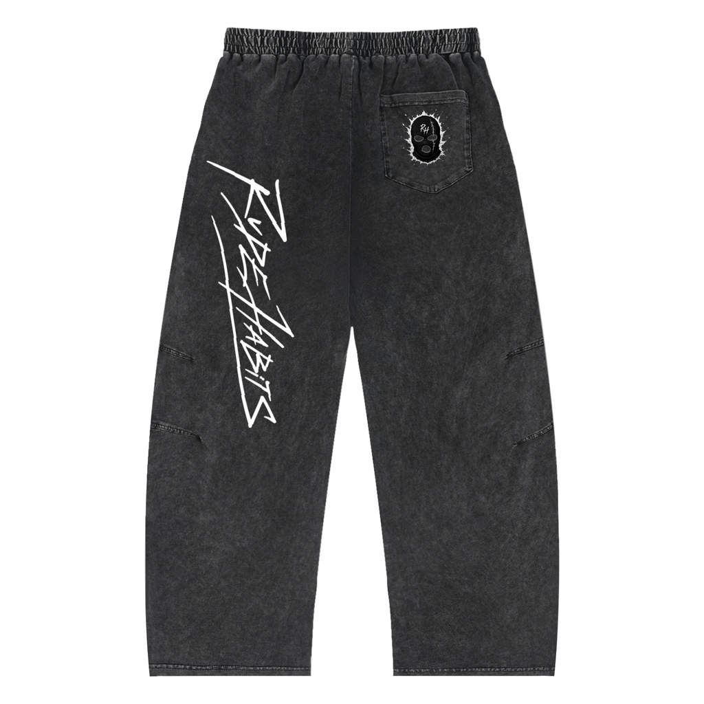 Snow Wash Drawstring Cotton Pants
