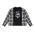Fallen King  Plaid Panel Long Sleeve T-Shirt