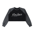 Raw-Hem Color-Block Raglan Crop Sweatshirt