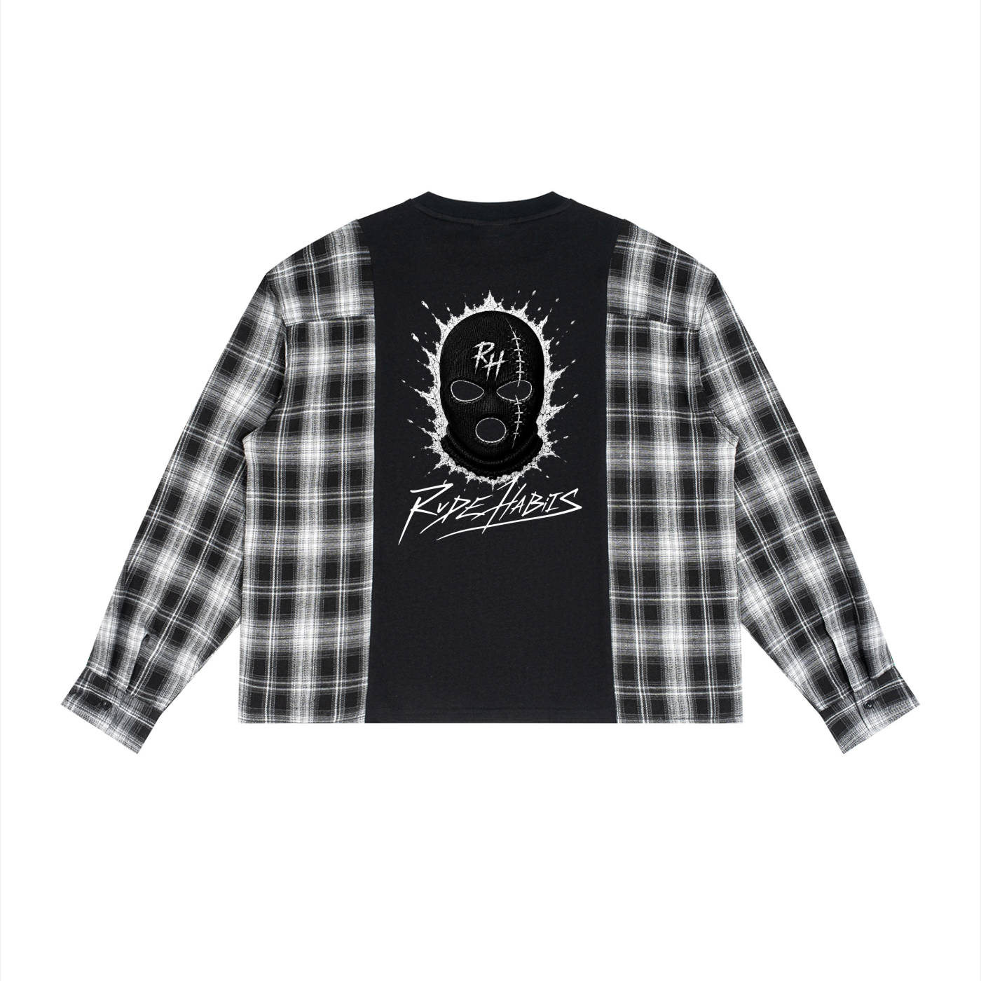 RH Hooligan  Plaid Panel Long Sleeve T-Shirt