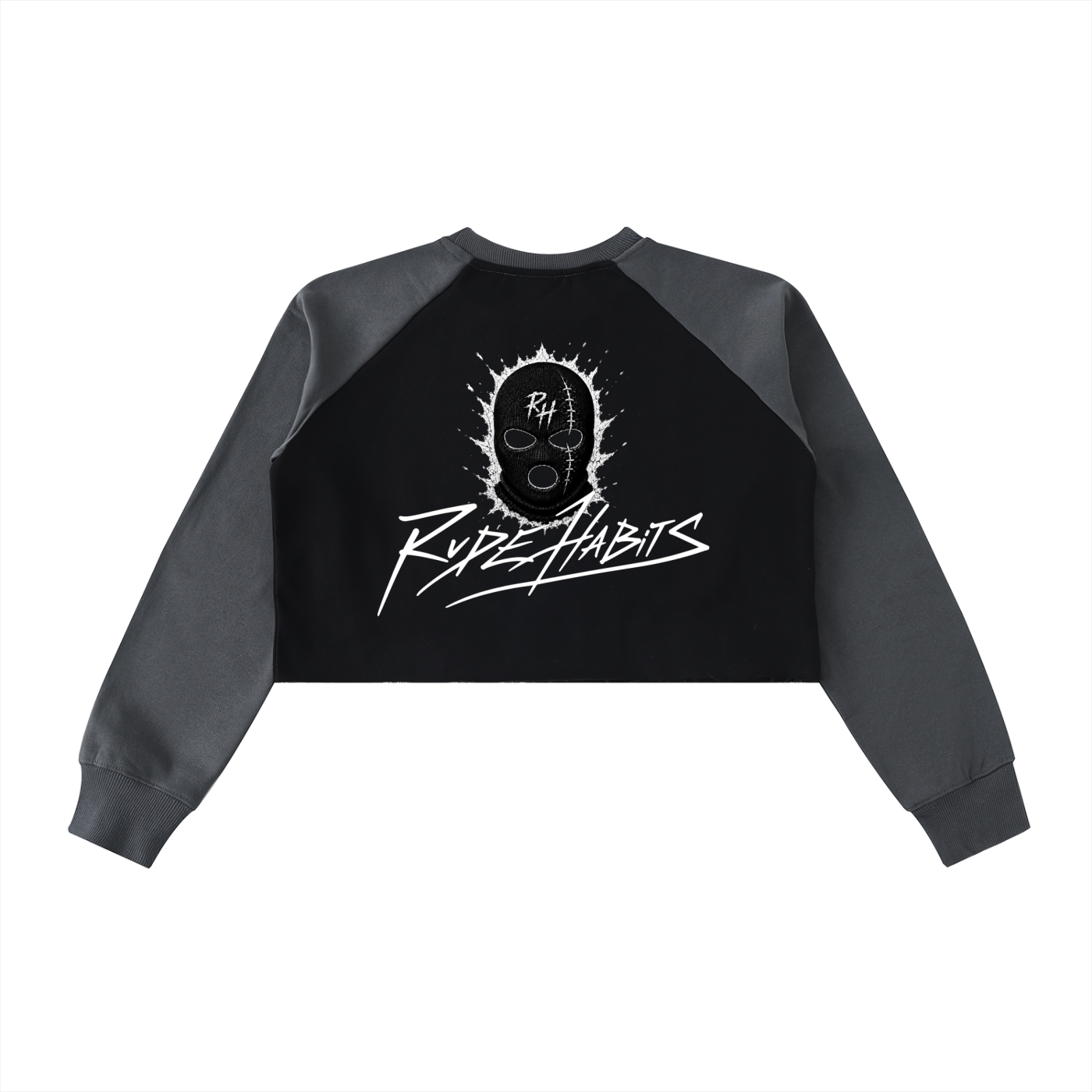 Raw-Hem Color-Block Raglan Crop Sweatshirt