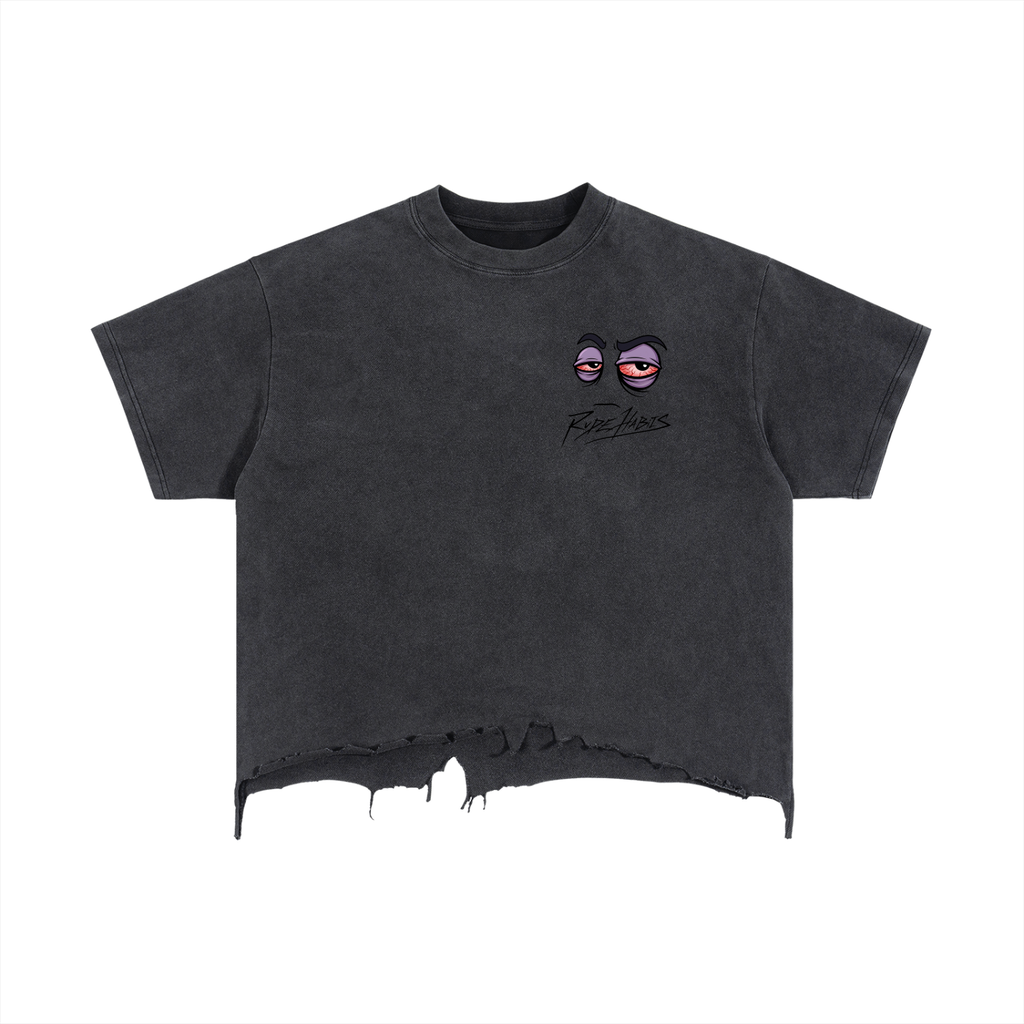 RH Habit Ghosted Vintage Wash Boxy Distressed Hem T-Shirt