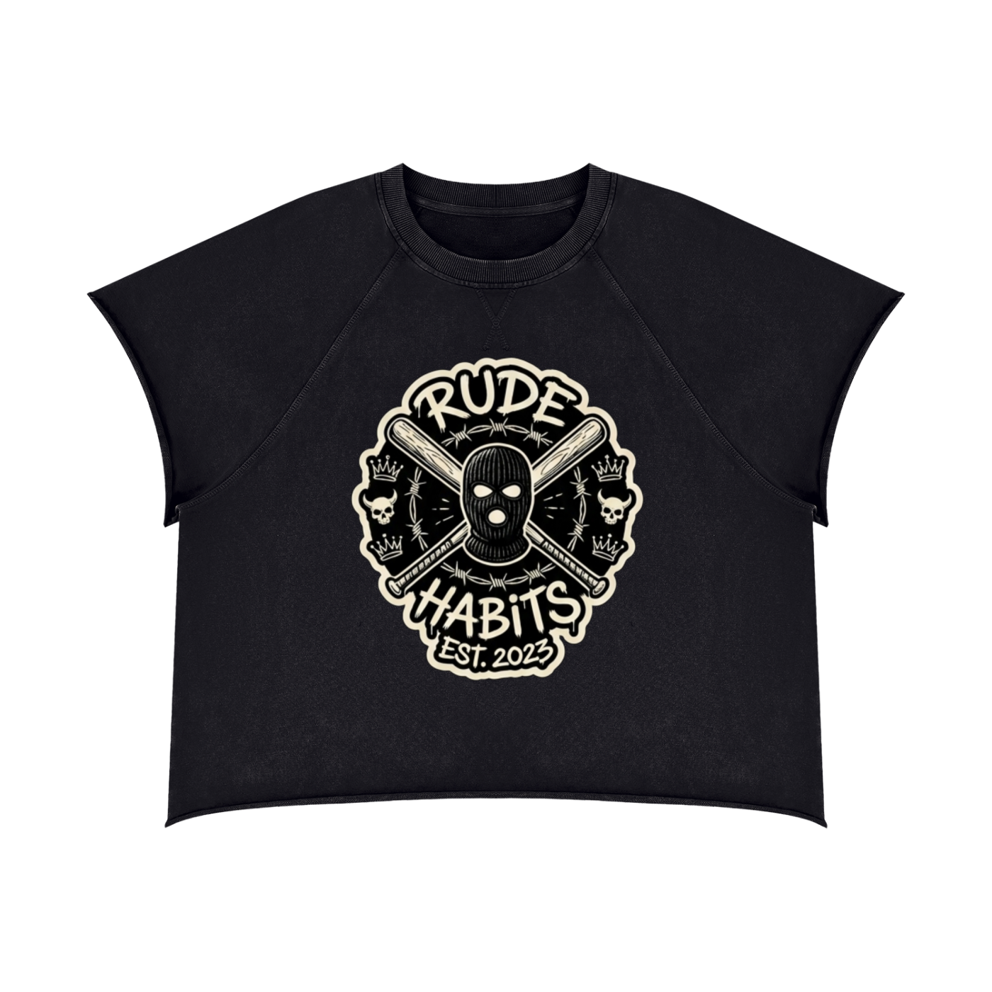 Rude Logo Unisex Vintage Wash Raw Edge T-Shirt
