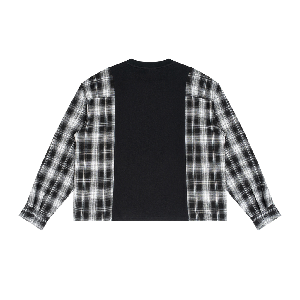 Fallen King  Plaid Panel Long Sleeve T-Shirt