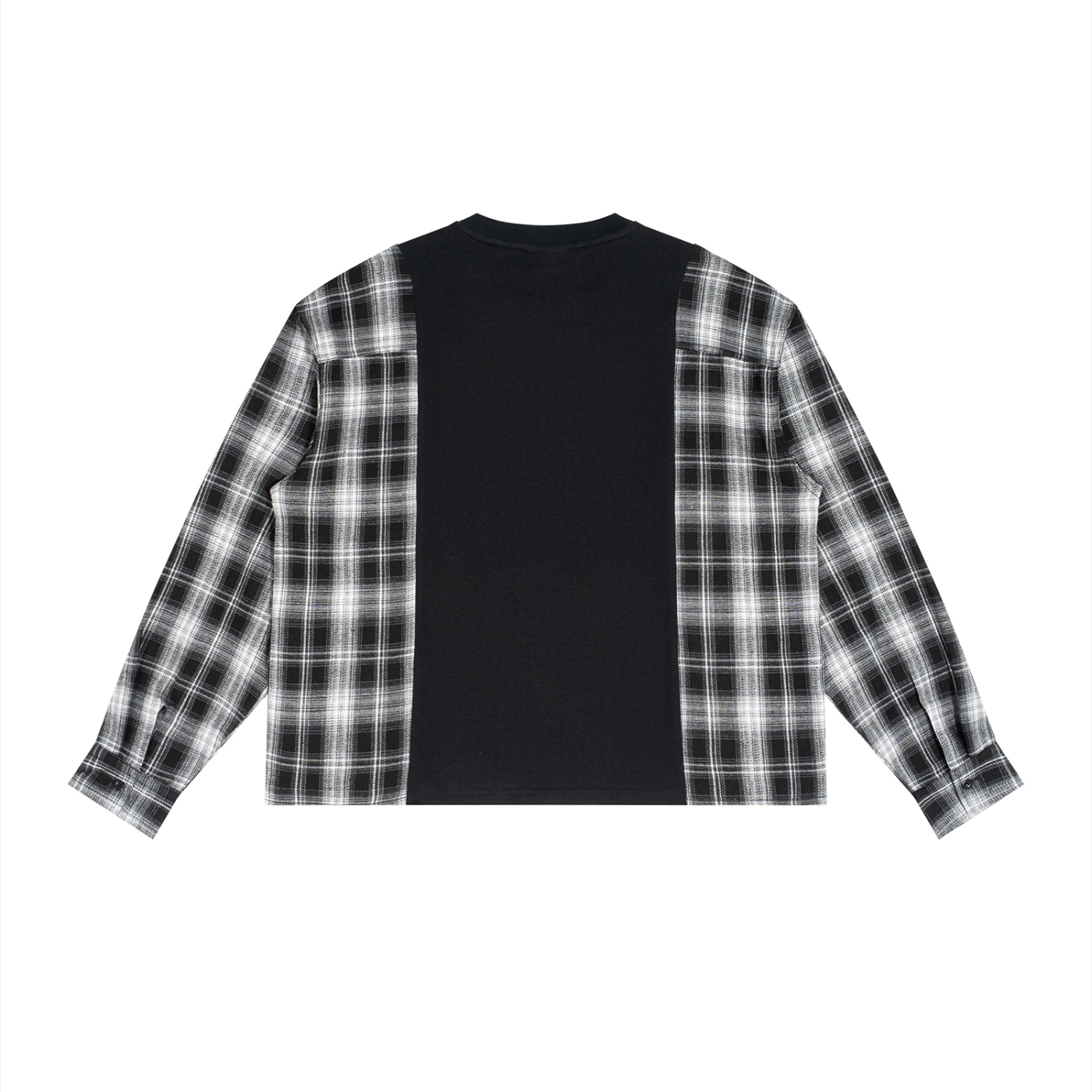 Fallen King  Plaid Panel Long Sleeve T-Shirt