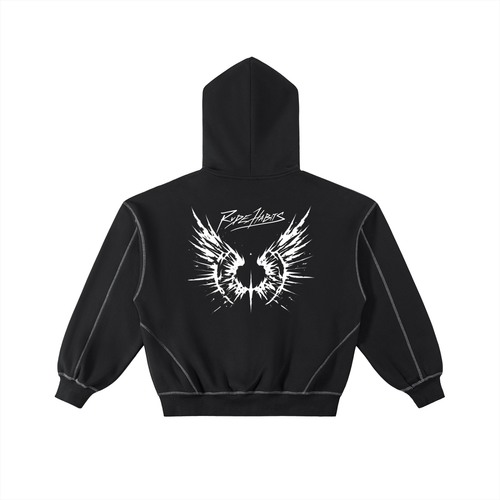 Contrast-Stitched Boxy Fleece Zip Hoodie