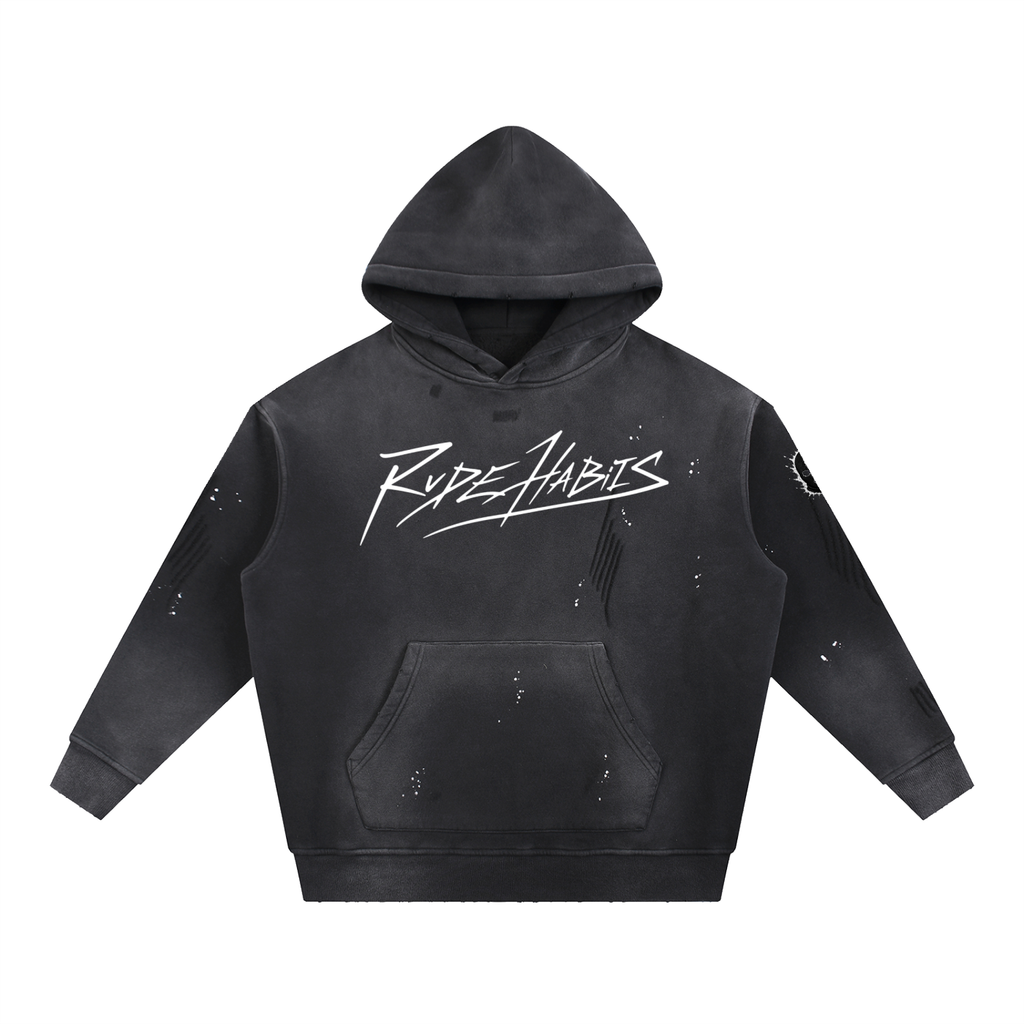 RH Hooligan Vintage Washed Frayed Fleece Hoodie