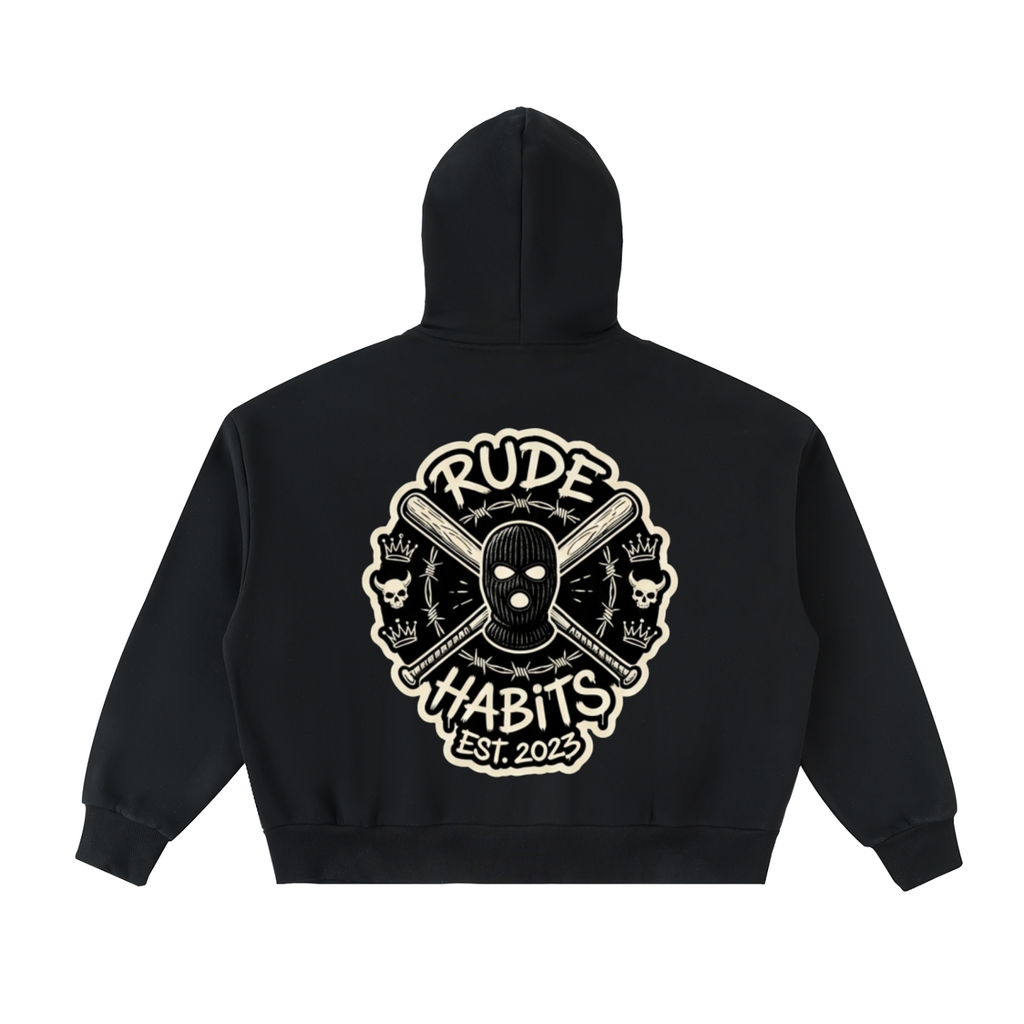 Fleeced Full-Zip Boxy Hoodie
