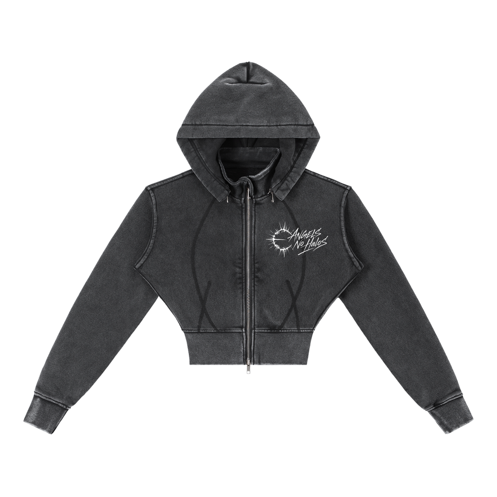 Vintage Washed Cropped Fleece Hoodie