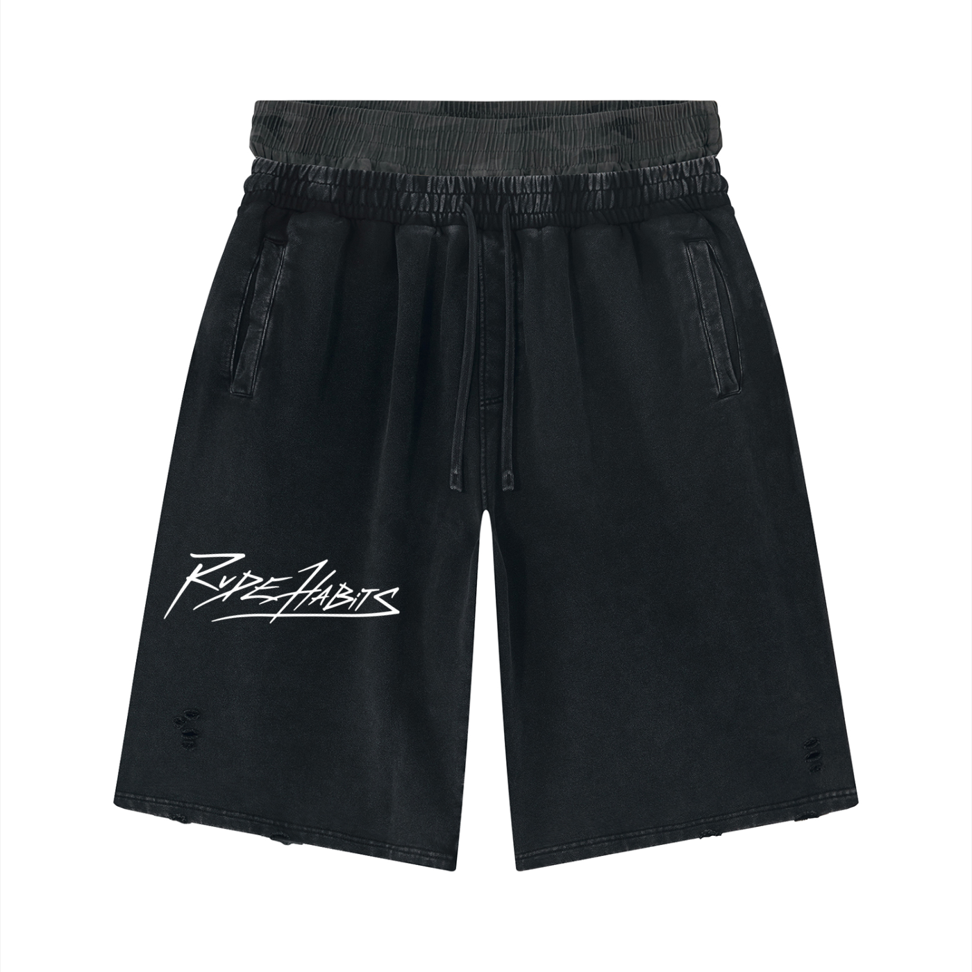 Unisex Vintage Wash Distressed Wide Leg Shorts