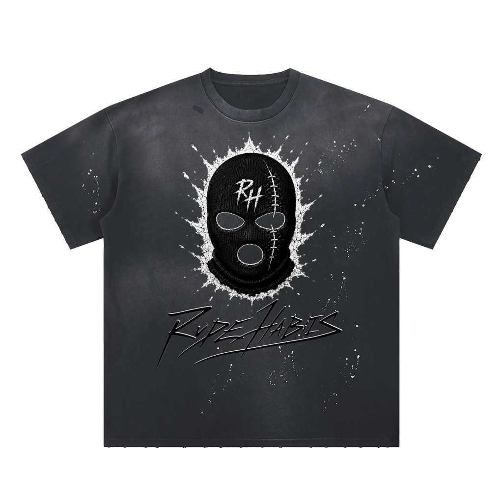RH Hooligan Hand-Frayed Sunfade Paint Splatter T-Shirt