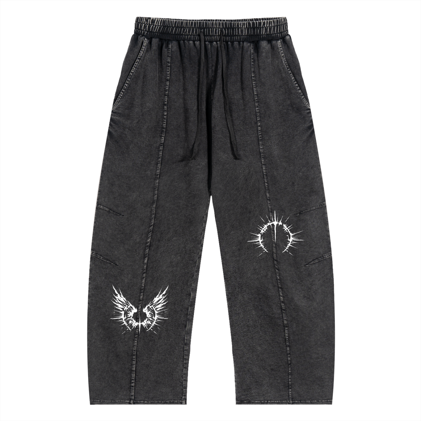 Snow Wash Drawstring Cotton Pants