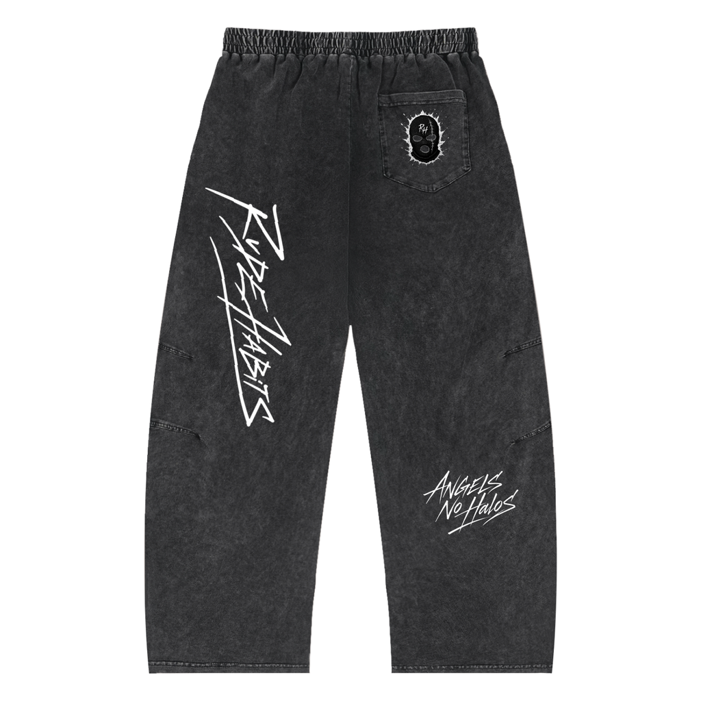 Snow Wash Drawstring Cotton Pants