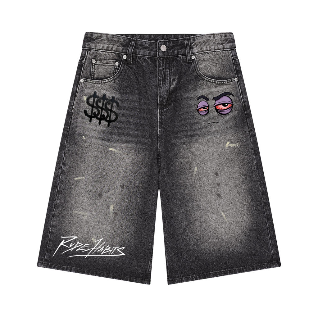 Men’s Vintage Wash Wide Leg Denim Shorts