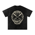 Rude Logo on Snow Washed Oversized Cotton T-Shirt